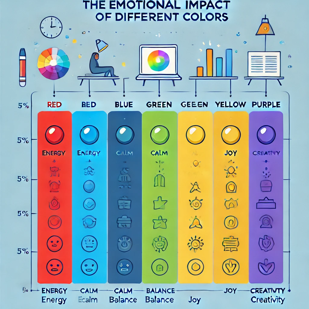 Infografika przedstawiająca wpływ kolorów na emocje