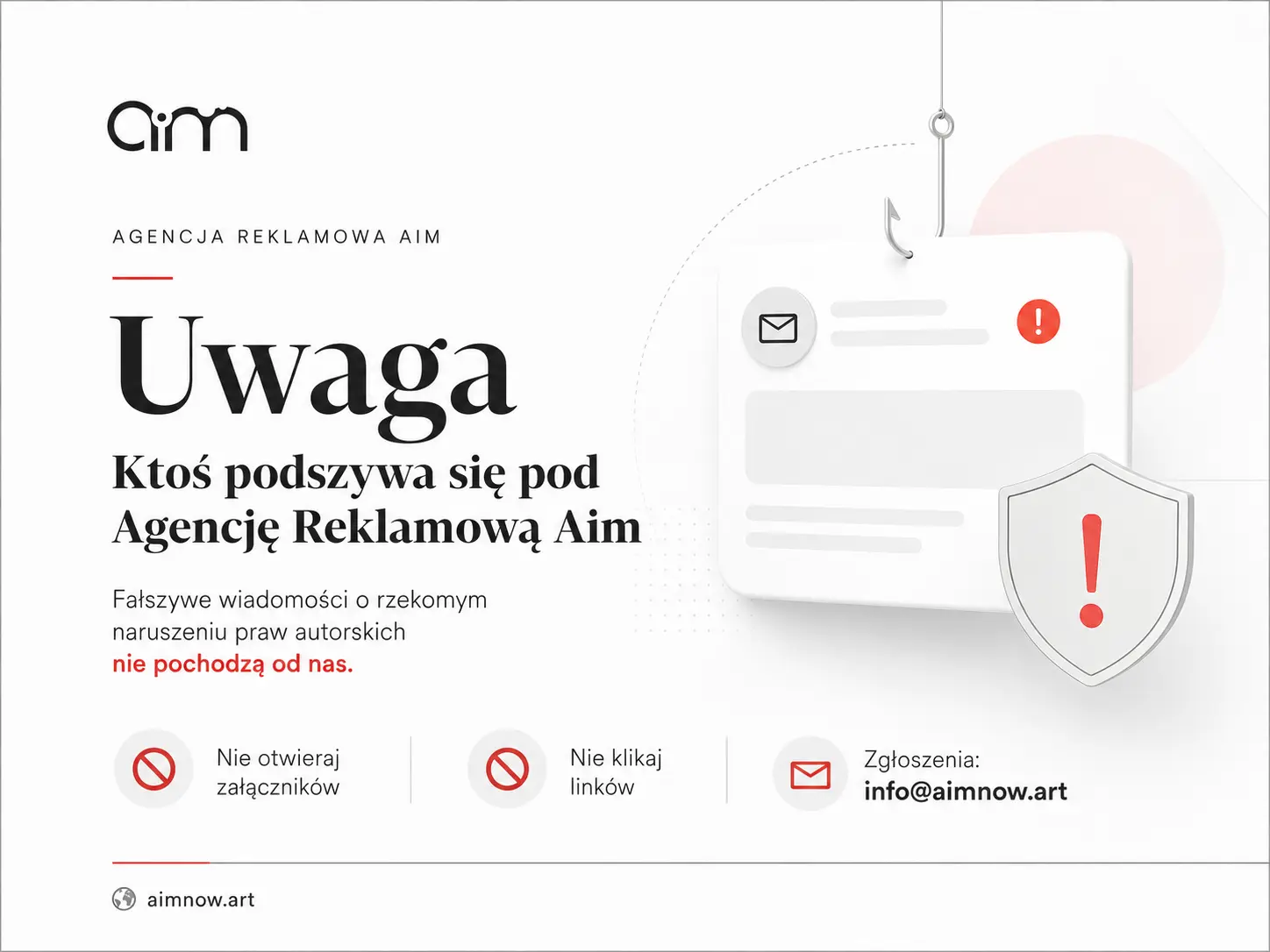 Ostrzeżenie przed fałszywymi wiadomościami Aim